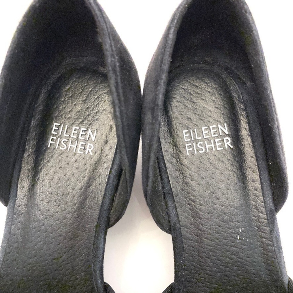 Eileen Fisher Hilly Suede d'Orsay Pump Womens 7 Black Pointed Toe Cut Outs - Picture 10 of 11
